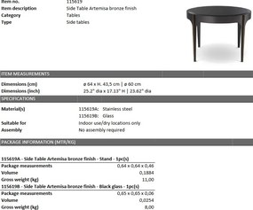 Masuta laterala design LUX Artemisa, bronz 115619 HZ