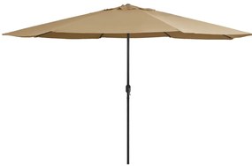 vidaXL Umbrelă de soare de grădină, stâlp metalic, taupe, 390 cm