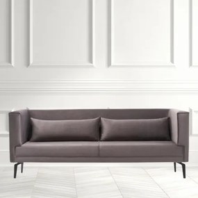 Canapea cu 3 locuri JOSIE, Catifea, Gri, 197x76x81 cm, Stil modern, Living/Sala de asteptare/Birou