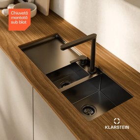 Klarstein Chiuvetă de bucătărie TitanSteel cu scurgere, 100 x 45 cm, oțel inoxidabil, rezistent la zgârieturi, rezistent la căldură