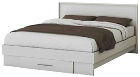 Pat Beta cu Noptiere, Alb, 160x200 cm, suport saltea inclus