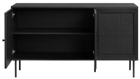 Comodă neagră joasă cu aspect de lemn de stejar 140x80 cm Pensacola – Unique Furniture