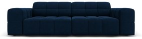 Canapea Jennifer cu 3 locuri si tapiterie din catifea, albastru royal