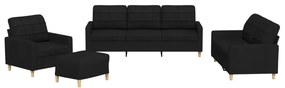 3201254 vidaXL Set de canapele cu perne, 4 piese, negru, textil