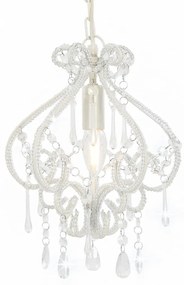 vidaXL Candelabru cu mărgele, alb, rotund, E14