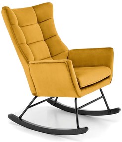 Fotoliu tip balansoar Bazalto velvet mustariu H92 cm