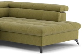 Canapea colțar extensibilă în L MARANO, dreapta, culoare măslinie