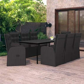 vidaXL Set mobilier de grădină cu perne, 9 piese, negru