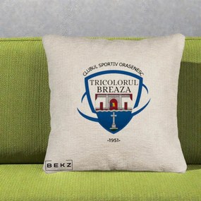 Perna Personalizata CSO Tricolorul Breaza 1951, 40x40 cm, Bej Canapea, Husa Detasabila, Perna Inclusa, BEKZ®