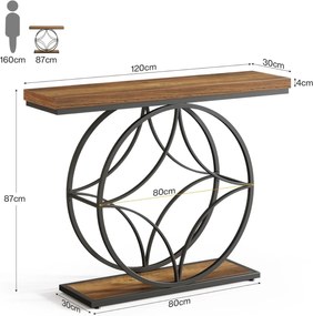 MACI1 - Masa Consola, 120 cm, masuta hol, cu spatiu de depozitare, living, dormitor - Negru - Maro