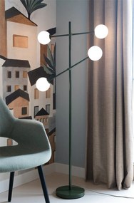 Lampadar cu 4 globuri sticla si metal verde Copenhagen