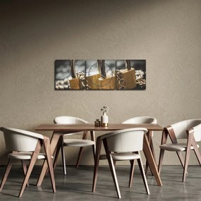 Tablou cu două cetăți (cu ceas) (90x30 cm)