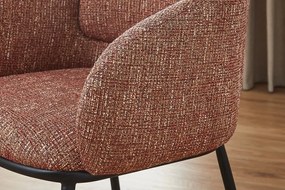 Scaun cu cotiere FLORENZ, material textil rosu ruginiu