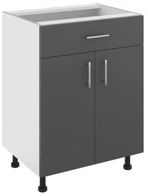 Corp Baza Karo, 1 Sertar, 2 Usi, Antracit/Alb, 60 x 50 x 80 cm