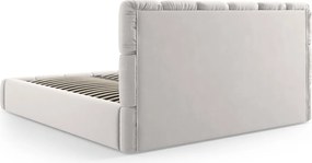 Pat tapitat cu tablie si lada depozitare, Bellis, Micadoni Home, BL, 140x200 cm, catifea, argintiu