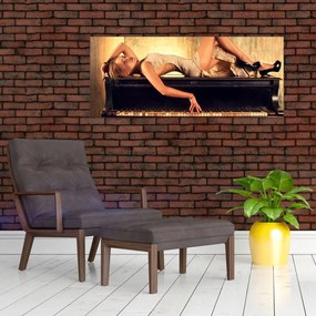 Tablou - Femeia și pian (120x50 cm)