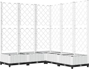 vidaXL Jardinieră de grădină cu spalier, alb, 120x120x121,5 cm, PP