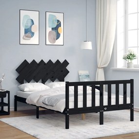 3193465 vidaXL Cadru de pat cu tăblie, negru, 120x200 cm, lemn masiv