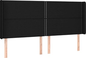 vidaXL Tăblie de pat cu aripioare, negru, 163x16x118/128 cm, textil