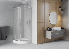 Mexen Rio cabina de duș semirotundă 70 x 70 cm, șlefuire, crom + cadă de duș, alb - 863-070-070-01-30-4710