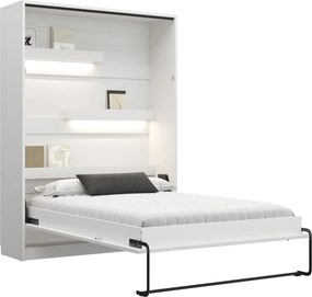 Pat rabatabil Basic 140x200 vertical cu masă de scris- alb mat