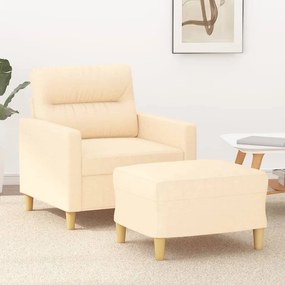 Fotoliu canapea cu taburet, crem, 60 cm, material textil Crem, 78 x 77 x 80 cm
