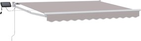 vidaXL Marchiză retractabilă manuală cu led-uri Gri deschis 3 x 2,5 m