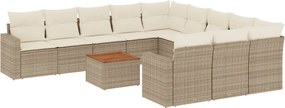 vidaXL Set canapele de grădină cu perne, 12 piese, bej, poliratan