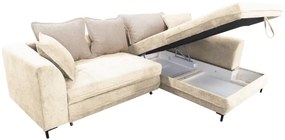 Colțar extensibil LAGOA, formă în L, cu spațiu de depozitare, dreapta, bej/maro