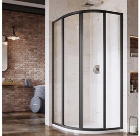 Ravak 3114O302Z1 - Cabină de duș în formă de sfert de cerc, cu 4 elemente SUPERNOVA 80x80 cm, neagră
