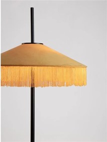 Lampadar cu abajur din catifea si franjuri galben mustar VELVY