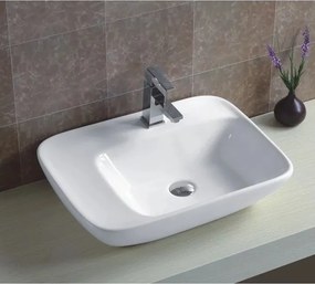 Lavoar pe blat Inter Ceramic Art dreptunghiular alb lucios 59 cm