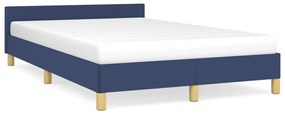 379540 vidaXL Cadru de pat cu tăblie, albastru, 120x190 cm, material textil