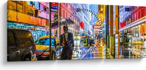 Tablou - Oraș în lumina neoanelor (cu ceas) (90x30 cm)