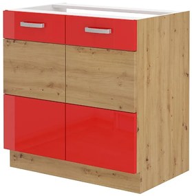 Dulap pentru alimente Arryn 60 LO-210 2F (stejar artisan + roșu lucios). 1024819