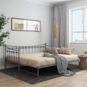 324760 vidaXL Cadru pat canapea extensibilă, gri, 90x200 cm, metal