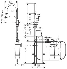 Baterie chiuveta bucatarie neagra cu filtru de apa Hansgrohe Aqittura M91 76800670 Negru mat