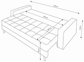 Supermobel Canapea extensibilă tapițată PRIMA, 238x90x91, itaka 48