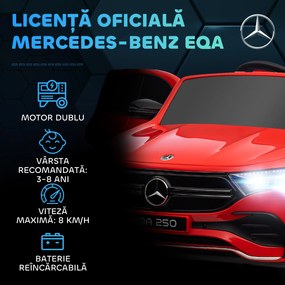 HOMCOM Mașină Electrică cu Licență Mercedes, Auto pentru Copii cu Telecomandă, Faruri și Claxon, 111.5x69x52.5 cm, Roșie