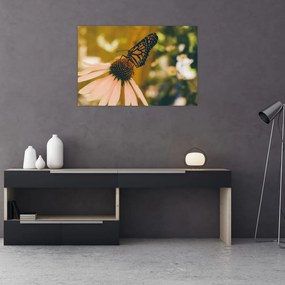 Tablou cu fluture pe floare (90x60 cm)
