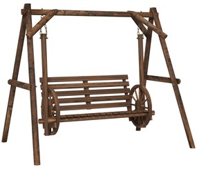 Outsunny Balansoar de grădină 2 locuri din lemn cu brațe Roți Căruțe pentru grădină - dim. 200L x 137l x 167H cm | Aosom Romania