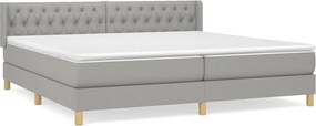 vidaXL Pat box spring cu saltea, gri deschis, 200x200 cm, textil
