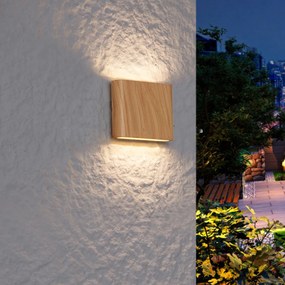 Lampă scandinavă de perete pentru exterior cu imprimeu de lemn 11,5 cm, inclusiv LED IP65 - Batt