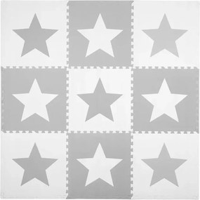 1 x Covoras puzzle din spuma pentru copii, Ricokids, 180x180cm, 9 piese, Star Grey
