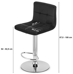 Scaun de bar negru PROT VELVET cu picior negru