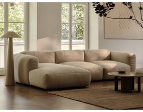 Modul pentru canapea modulară bej cu tapițerie din catifea (de mijloc) Martina – Micadoni