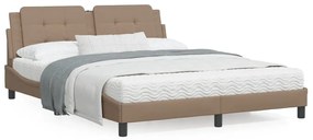 3208195 vidaXL Cadru de pat cu tăblie, cappuccino, 160x200 cm, piele ecologică