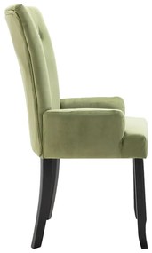 Scaun de bucatarie cu brate, 4 buc., verde deschis, catifea 4, Lysegronn