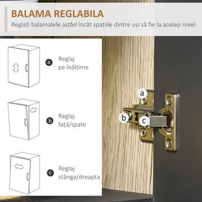 Dulapuri de bucatarie 4 Rafturi, cu 3 sertare mari și un dulap mare, din PAL Stejar si Negru, 90x39x169cm HOMCOM | Aosom RO