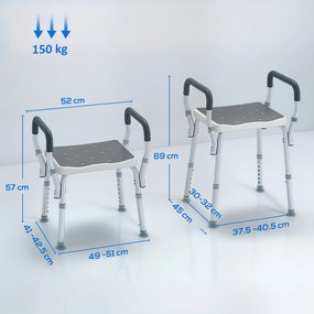 HOMCOM Scaun Reglabil de Duș cu Mânere, Multicolor | Aosom Romania